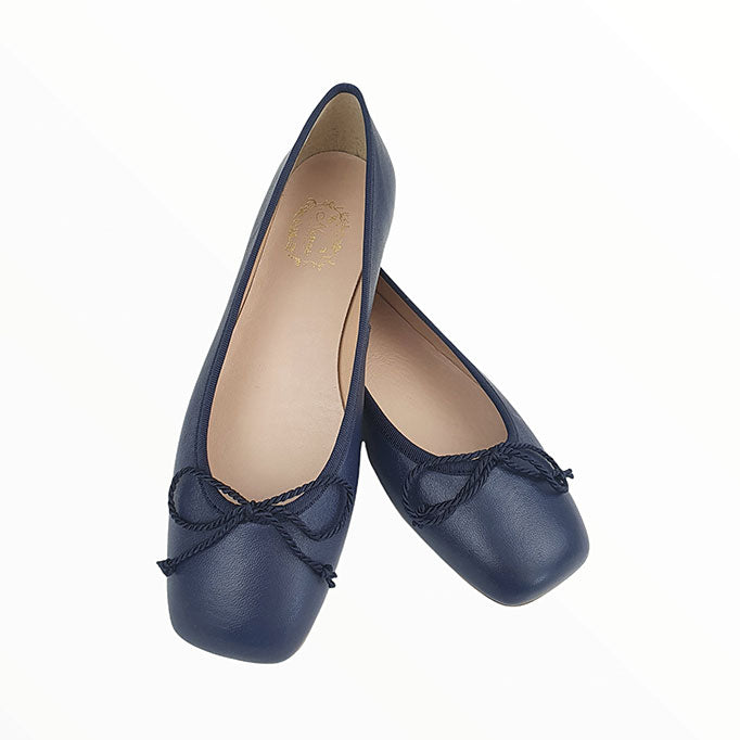 Damen-Ballerinas-Mutter-Kind-Quadratische-Spitze-EMILIA-blau