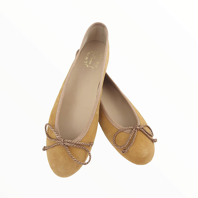 Damen-Ballerinas-Mutter-Kind-Rund-Spitze-SOFIA-Wildleder-beige