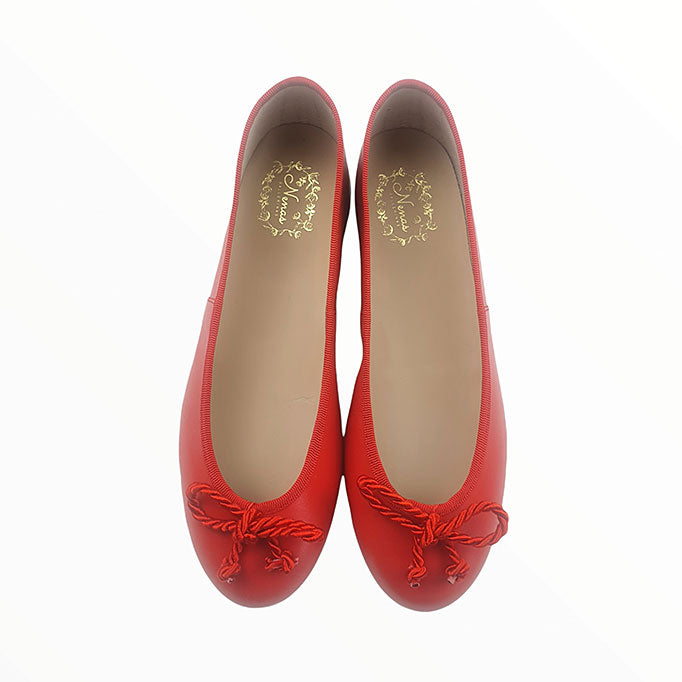 Damen-Ballerinas-Mutter-Kind-Runde-Spitze-PAULA-rot