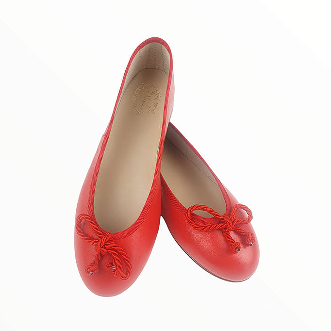 Damen-Ballerinas-Mutter-Kind-Runde-Spitze-PAULA-rot