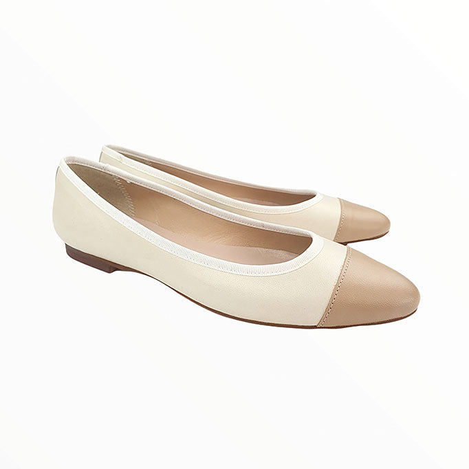 Damen-Ballerinas-Spitz-Spitze-MARIE-creme+-satin